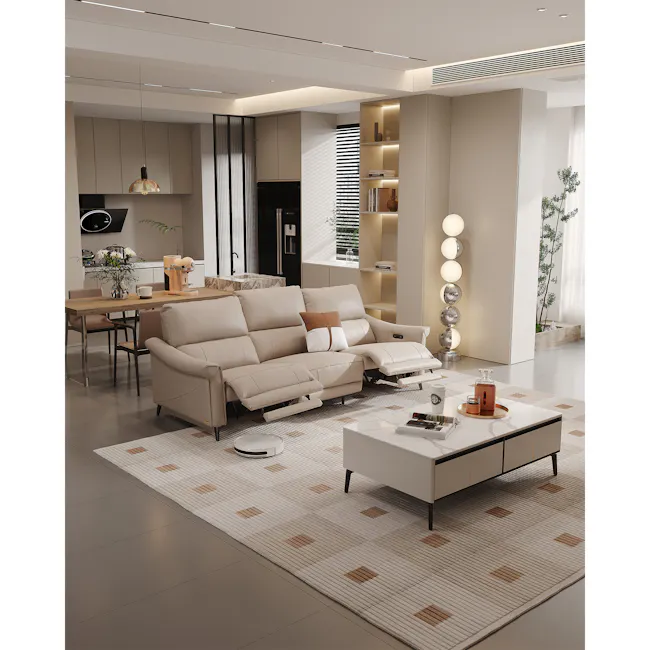 Strato Right Arm Power Recliner Unit - Beige (Top Grain Leather) - 4