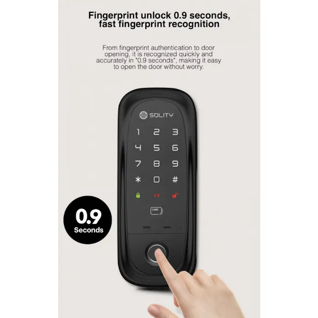 Solity Smart Rim Lock GA-65B - Champagne Gold - 11 - Fingerprint unlock, 9 seconds, fast fingerprint recognition, secure