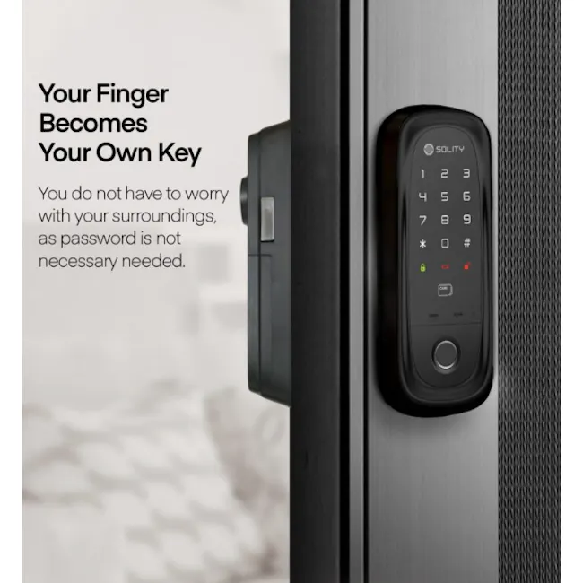Solity Smart Rim Lock GA-65B - Champagne Gold - 7 - Unlock Your Security with Finger, Personalized Lock Experience, Secure