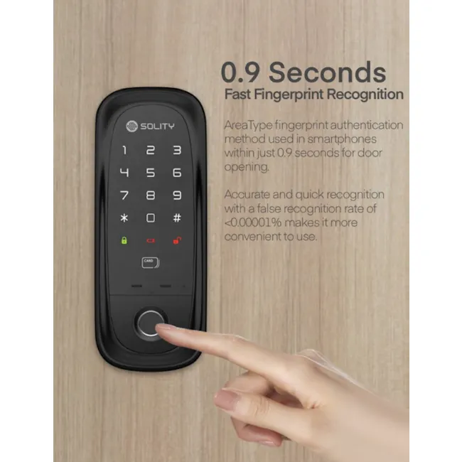 Solity Smart Rim Lock GA-65B - Champagne Gold - 6 - 9 Seconds Fast Fingerprint Recognition, AreaType fingerprint