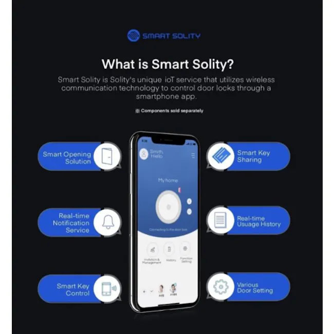 Solity Smart Rim Lock GA-65B - Champagne Gold - 15 - Smart Solity, IoT service, wireless communication, smart opening