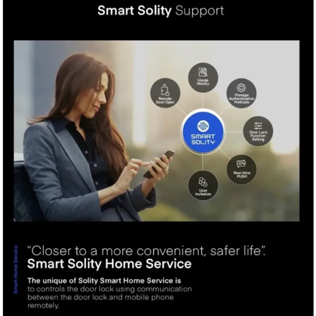 Solity Smart Rim Lock GA-65B - Champagne Gold - 14 - Smart Solity Home Service, Door Lock Control, Communication Between