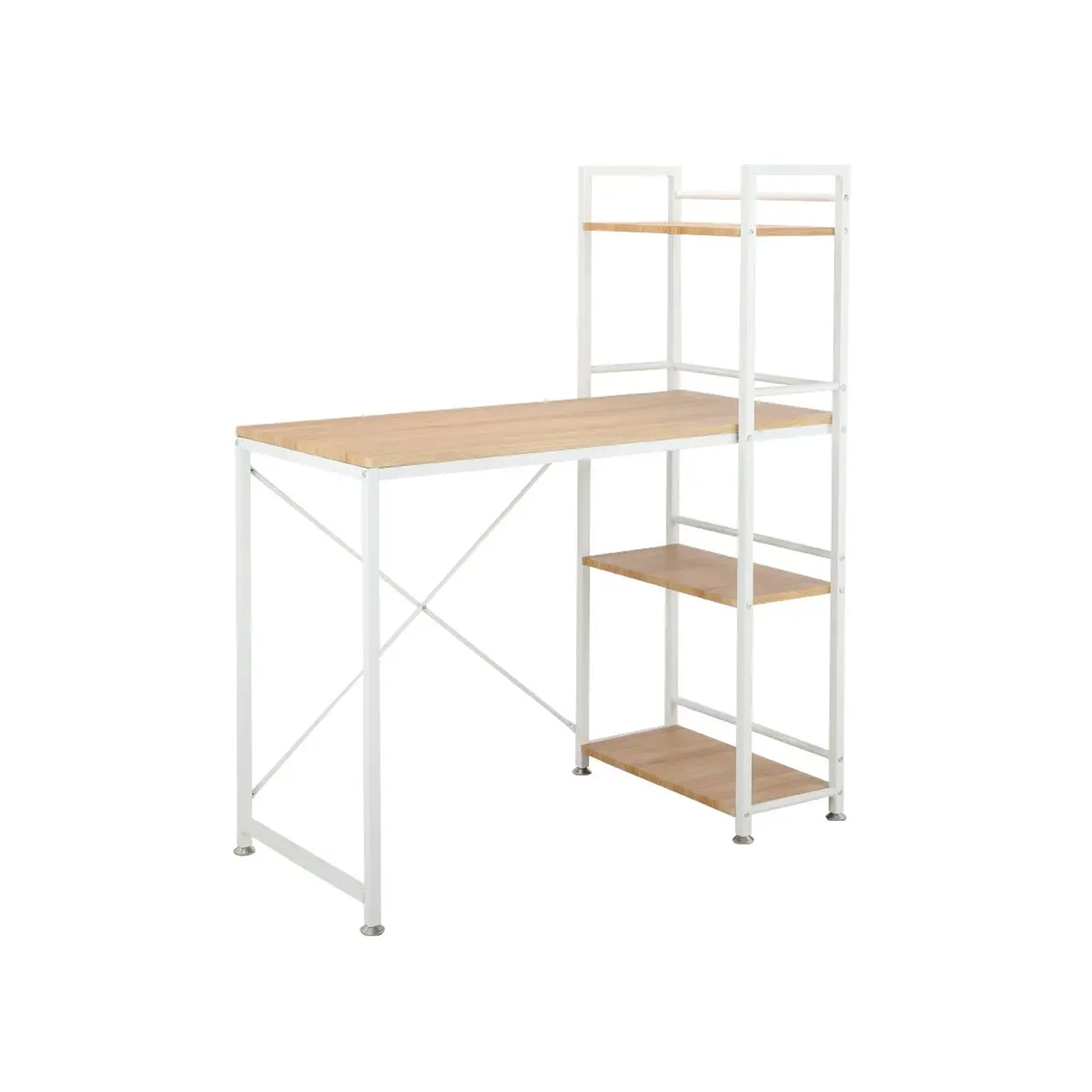 Conner Study Table with Shelves 1m - White, Oak