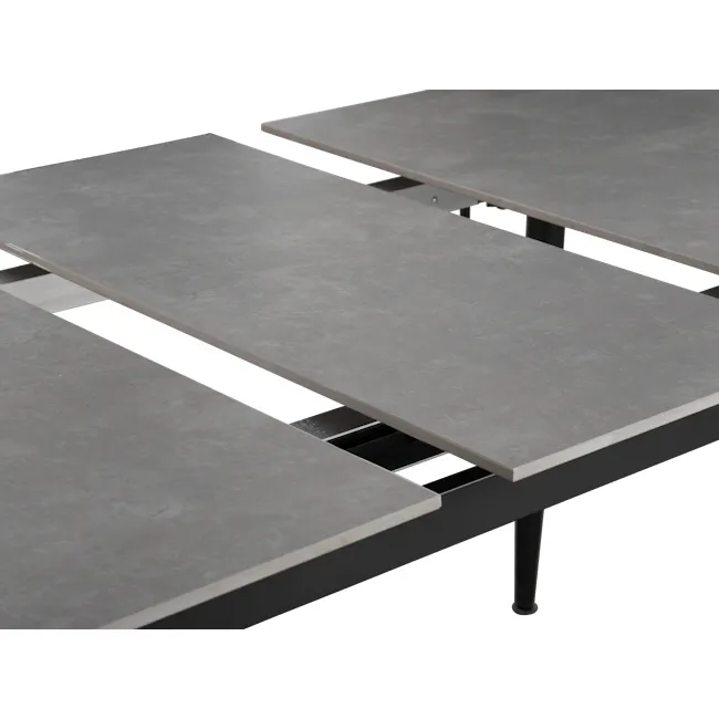 Syla Extendable Dining Table 1.6m-2m in Concrete Grey (Sintered Stone) with Jorge Bench 1.5m and 2 Santiago Dining Chair in Beige (Faux Leather) - 2