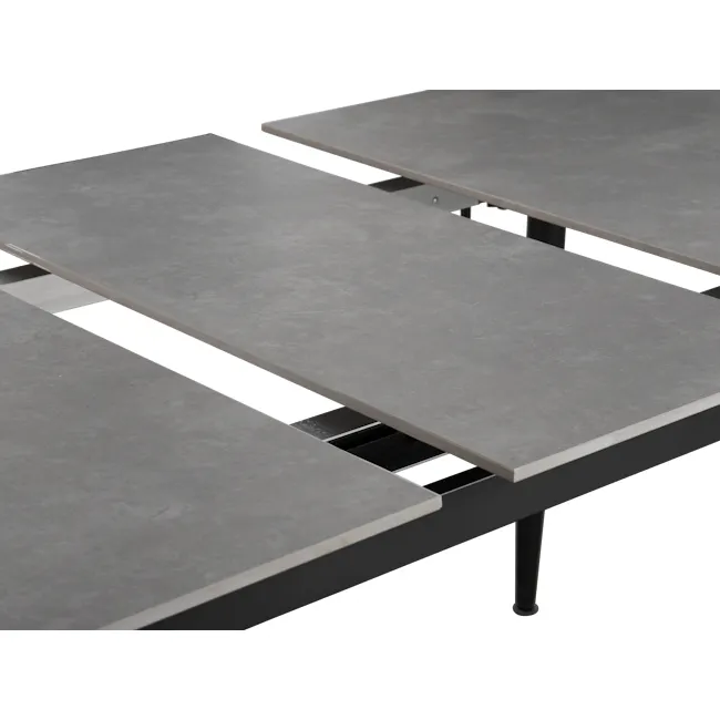 Syla Extendable Dining Table 1.6m-2m in Concrete Grey (Sintered Stone) with Jorge Bench 1.5m and 2 Santiago Dining Chair in Beige (Faux Leather) - 2