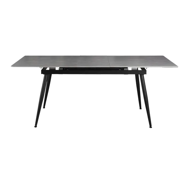 Syla Extendable Dining Table 1.6m-2m - Concrete Grey (Sintered Stone) - 4 - Modern minimalist dining table with sleek black