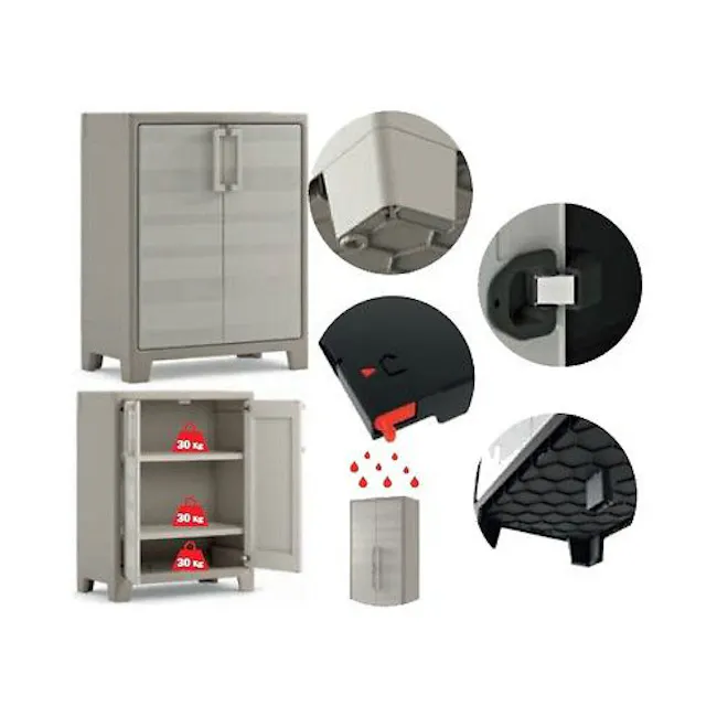 Gulliver Low Outdoor Cabinet - 3 - Cabinet, storage, shelving, open shelves, multi-functional, cabinet doors, drawers