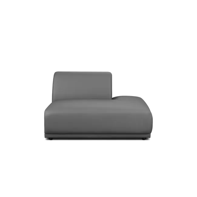 Milan Right Extended Unit - Smokey Grey (Faux Leather) - 1 - Grey upholstered sofa, modern design, minimalist style, sleek