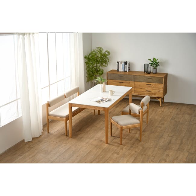 Adelyn Dining Table 1.6m (Sintered Stone) with 4 Niel Chairs in Oak - 38 - Bright room with large windows, natural light