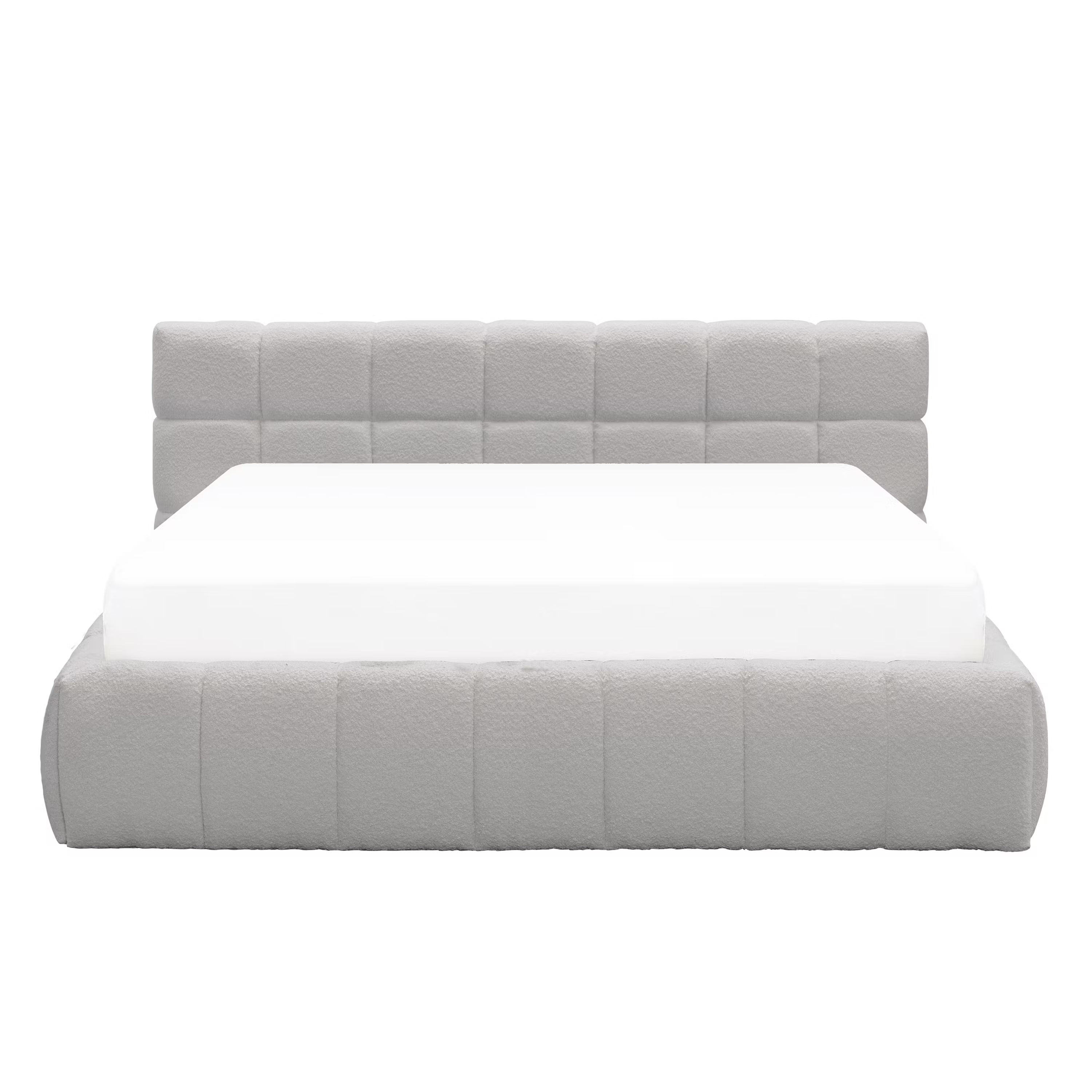 Aubrielle Storage King Bed - Light Grey Boucle