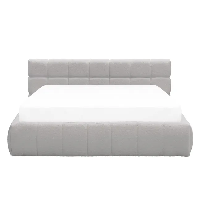 Aubrielle Storage King Bed - Light Grey Boucle - 1