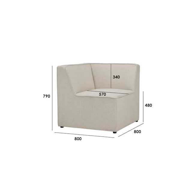 Tony 2 Seater Extended Storage Sofa - 7 - Modern beige sofa, 340 cm in height, 570 cm in seat depth, 480 cm in overall