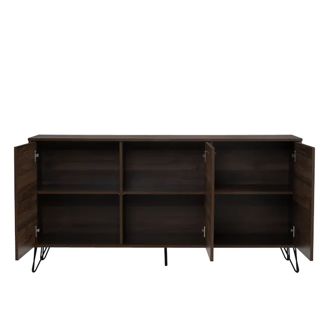 Sandra Sideboard 1.5m - Walnut - 3 - Wooden shelf, open shelves, dark wood finish, minimalist design, multi-functional