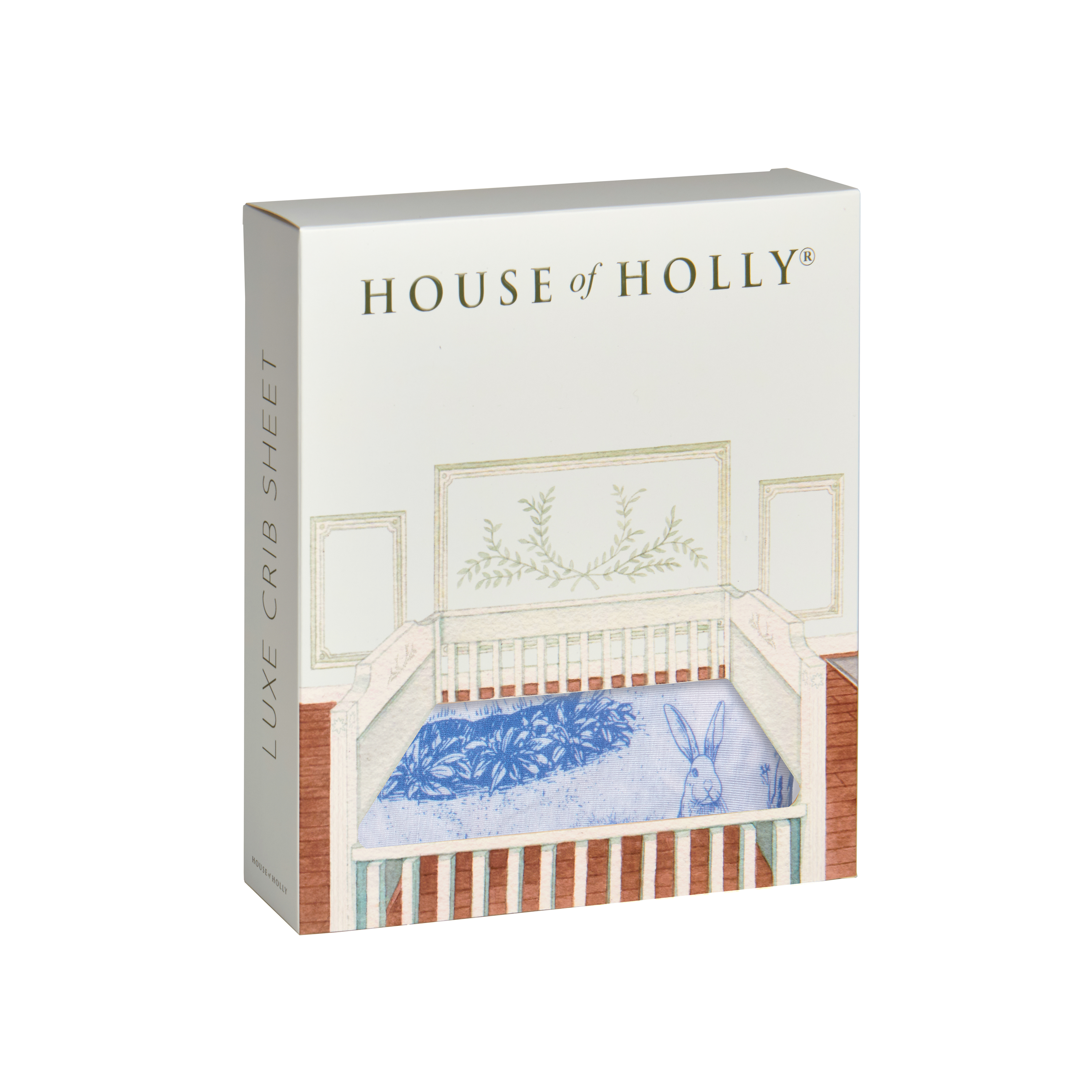House of Holly Bamboo Crib Sheet - Garden Toile (Baby Blue)