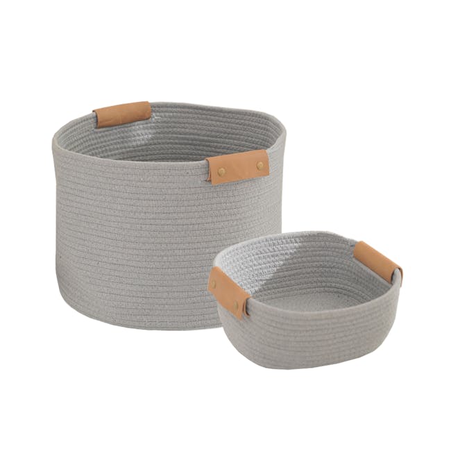 Mars Cotton Rope Basket - Grey (Set of 2) - 0
