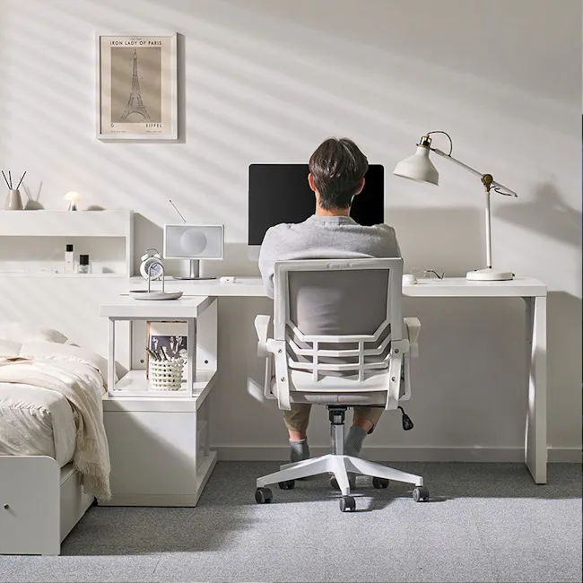 (As-is) Benzo Study Table with Bookshelf 1.6m - White - 1 - 21
