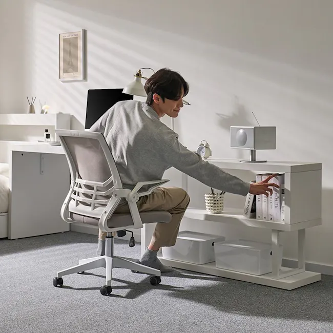 (As-is) Benzo Study Table with Bookshelf 1.6m - White - 1 - 10