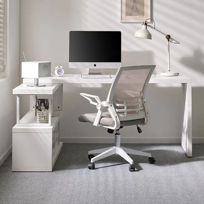 (As-is) Benzo Study Table with Bookshelf 1.6m - White - 1 - 13