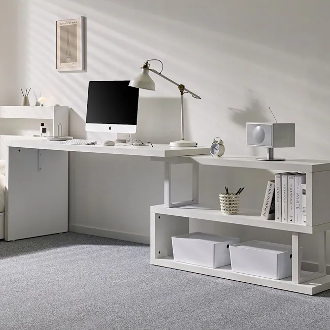 (As-is) Benzo Study Table with Bookshelf 1.6m - White - 1 - 14