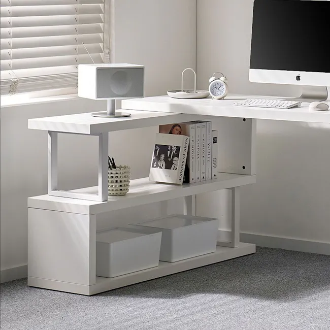 (As-is) Benzo Study Table with Bookshelf 1.6m - White - 1 - 16