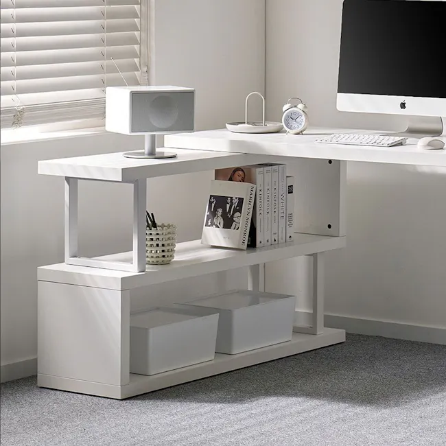 Benzo Study Table with Bookshelf 1.6m - White - 8