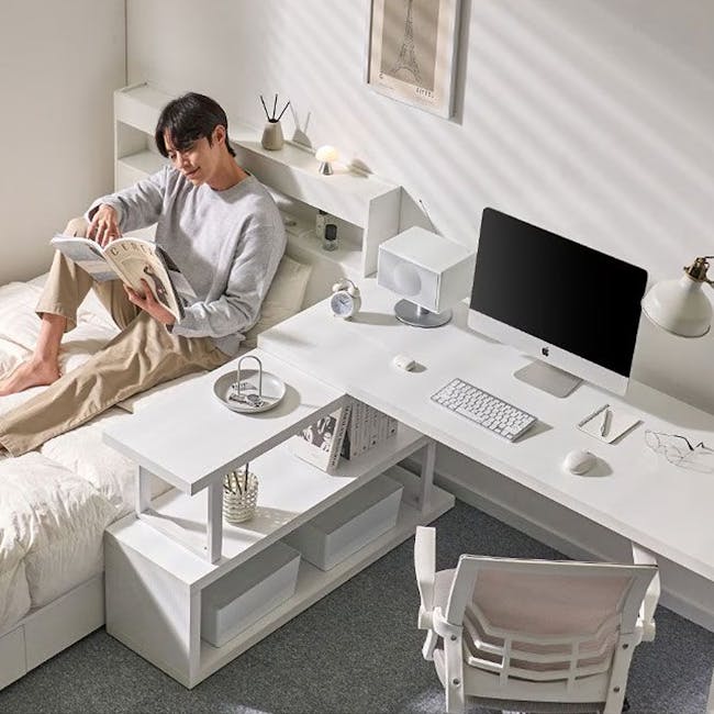 Benzo Study Table with Bookshelf White, HV Modern Storage