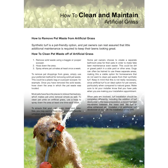 Patio Grass Carpet - 5 - Pet-friendly artificial grass, synthetic turf, pet waste removal, hose down area, spray method, pet