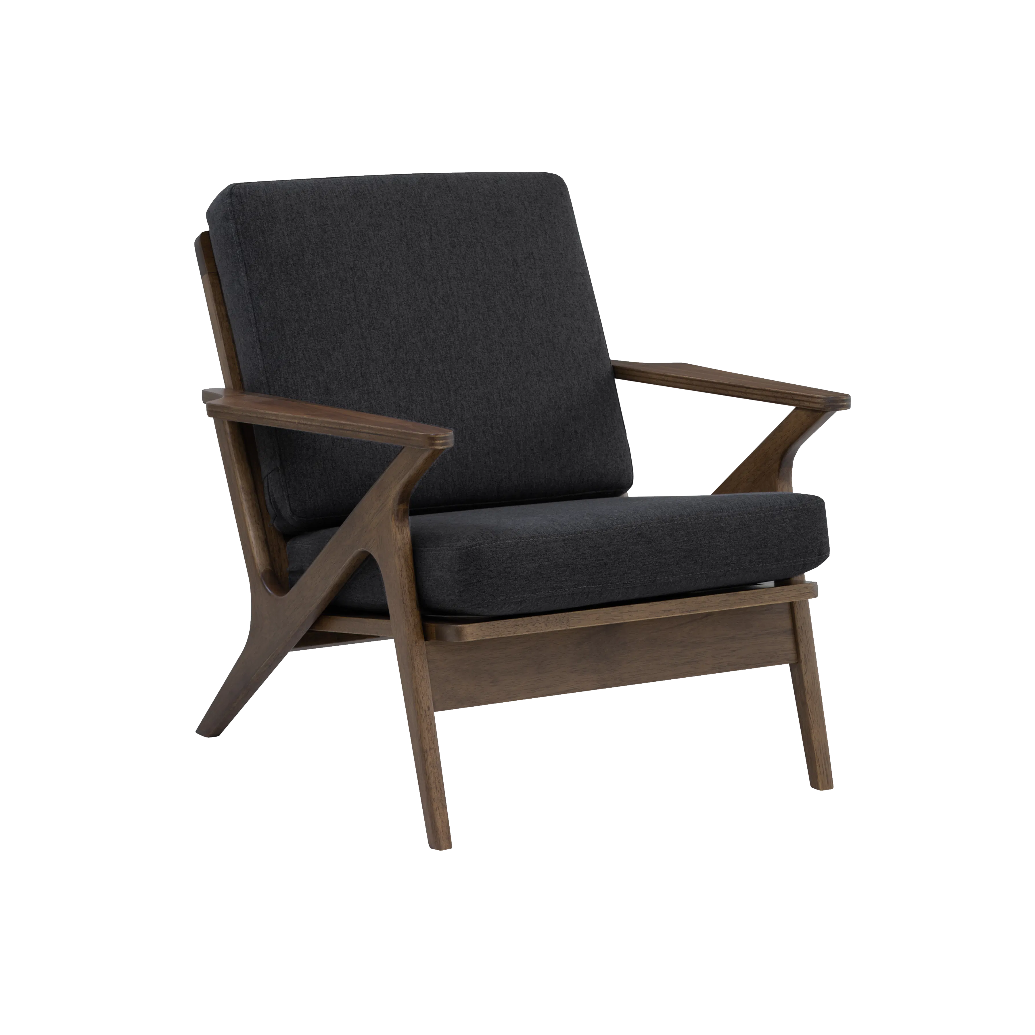 Aston Armchair - Seal - 10 - Wooden armchair, dark gray fabric, modern design, wooden frame, sturdy construction