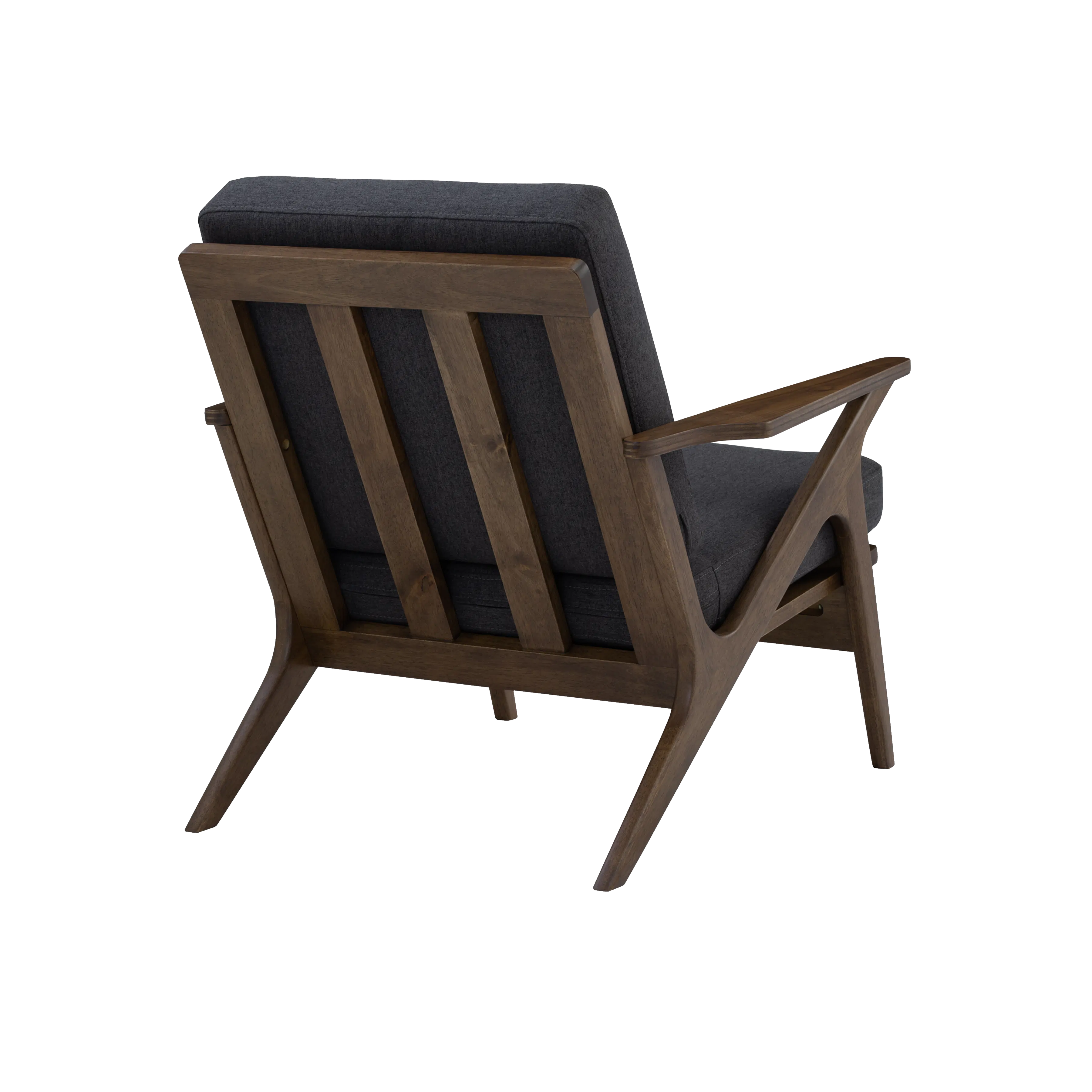 Aston Armchair - Seal - 12 - Wooden armchair, dark gray cushion, wooden frame, modern design, sturdy construction
