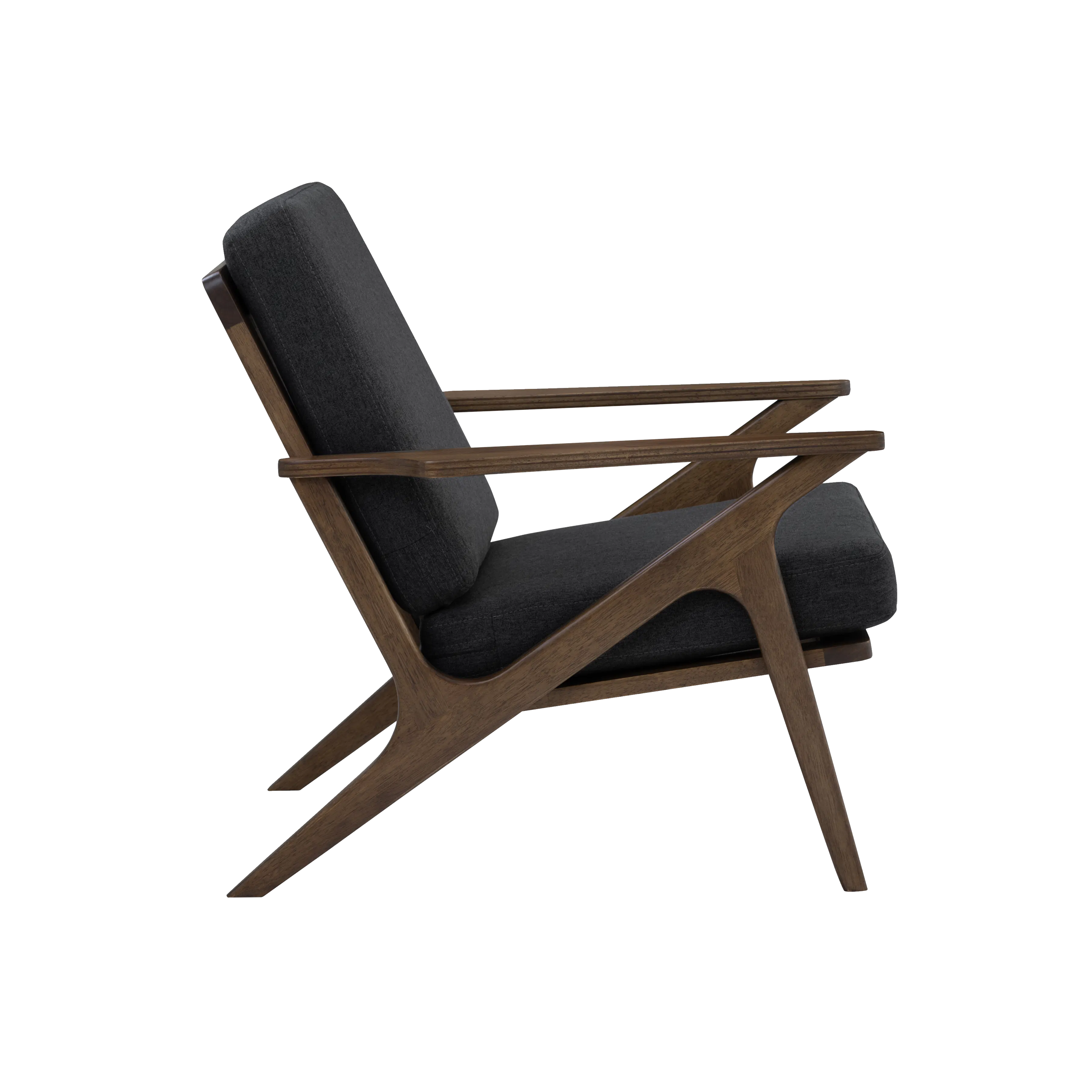 Aston Armchair - Seal - 11 - Wooden armchair, modern design, dark fabric upholstery, sleek lines, minimalist style, high