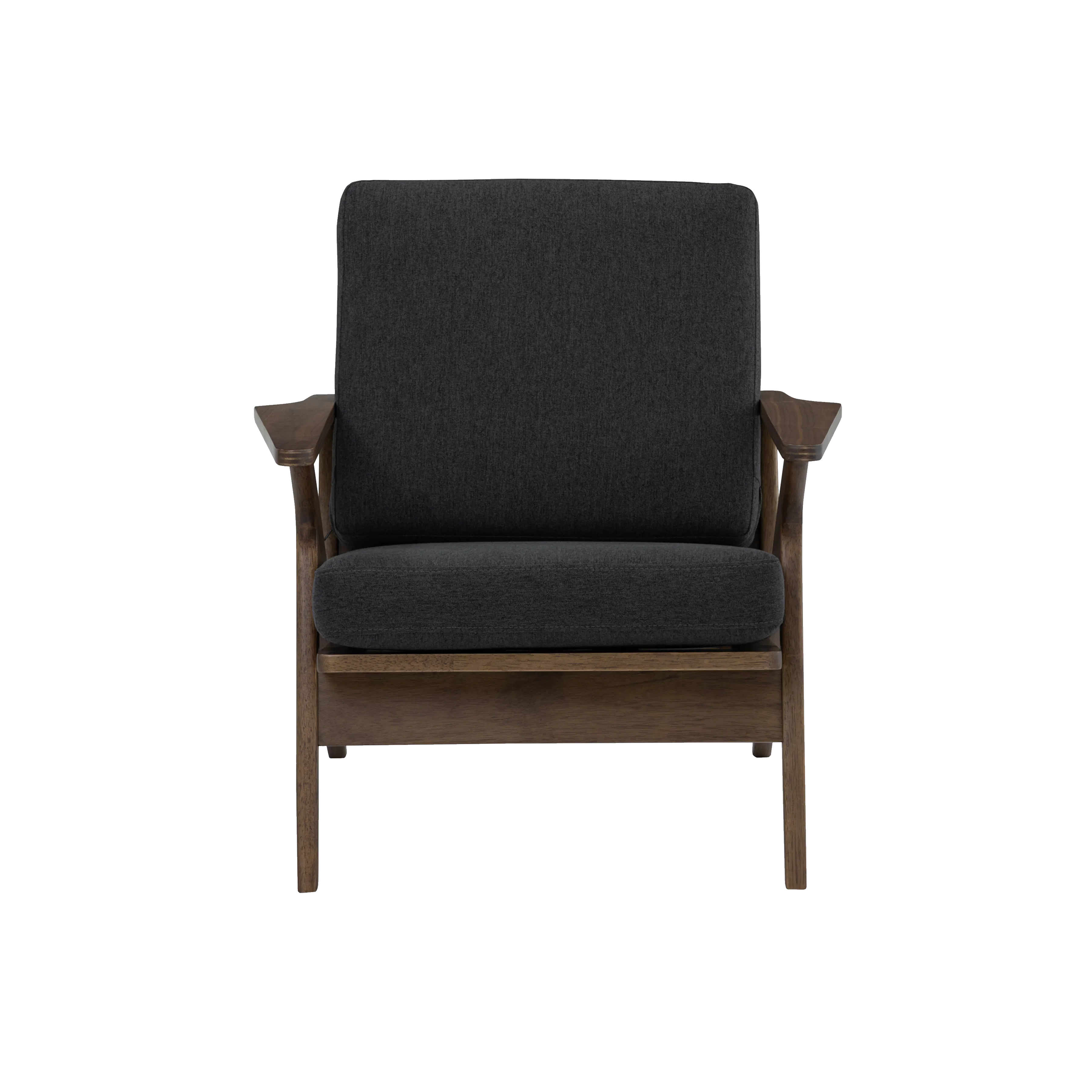 Aston Armchair - Seal - 13 - Wooden armchair, dark gray upholstery, wooden frame, minimalist design, high back, comfortable