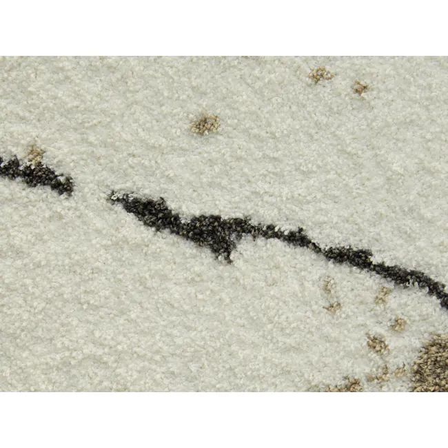 Play High Pile Rug - Taupe Marble (2 Sizes) - 3 - White, fluffy, textured, irregular, dark spots, small, irregularly shaped