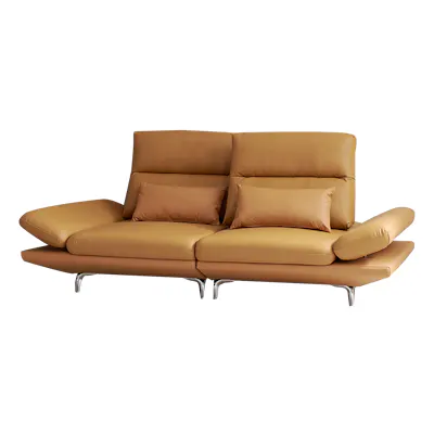 Inez 3 Seater Adjustable Sofa - Tan (Faux Leather)