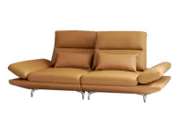 Inez 3 Seater Adjustable Sofa - Tan (Faux Leather)