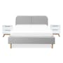 Nolan King Bed in Silver Fox with 2 Miah Bedside Table in White - 0