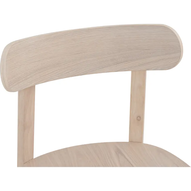 Claire Chair - 6 - Light wood, curved backrest, smooth finish, natural grain, minimalist design, simple structure, elegant