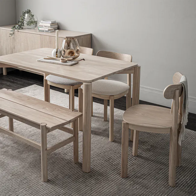 Claire Chair - 2 - Light wood dining table, minimalist design, modern decor, natural materials, cozy seating, wooden chairs