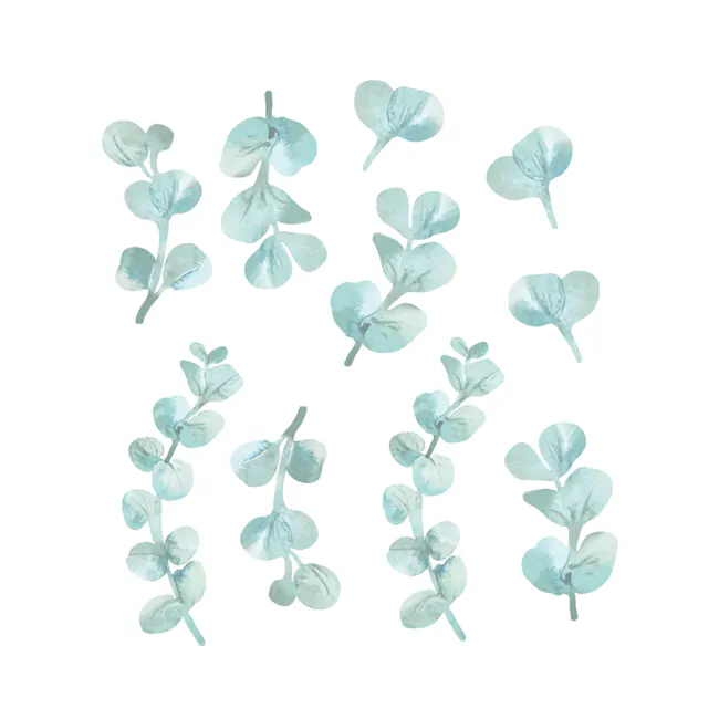 Urban Li'l Eucalyptus Fabric Decal - 2 - Watercolor leaves, botanical illustration, delicate leaves, abstract art