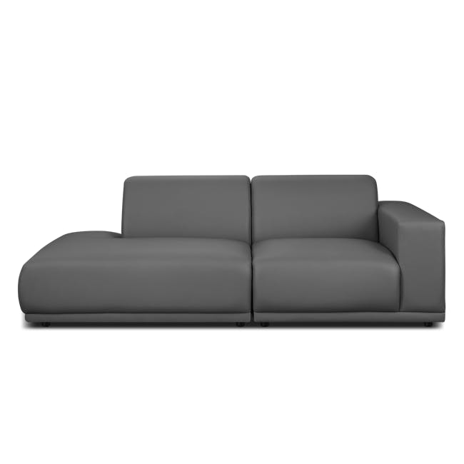 Milan 3 Seater Extended Sofa - Smokey Grey (Faux Leather) - 2 - Grey upholstered sectional sofa, modern design, sleek lines