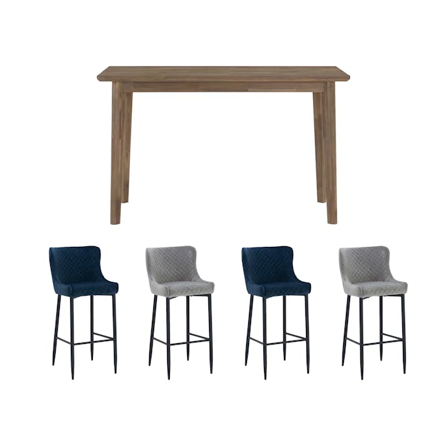 Tilda Counter Table 1.5m with 4 Tobias Counter Chairs in Navy and Grey - 0