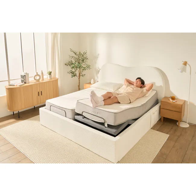 Lyra Split King Adjustable Bed - Grey Boucle - 32