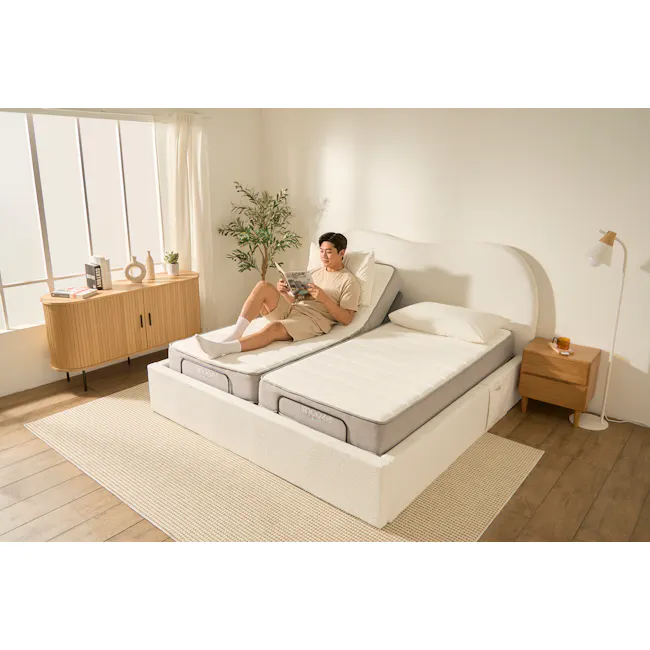 Lyra Split King Adjustable Bed - Grey Boucle - 31