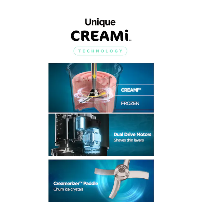 Ninja Creami Ice Cream Maker - 6 - Creami technology, frozen cream creation, dual drive motors, shave thin layers