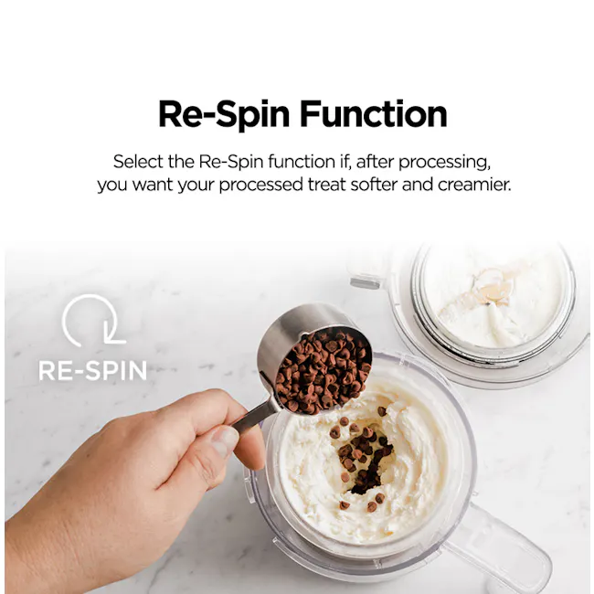 Ninja Creami Ice Cream Maker - 13 - Re-Spin function, chocolate chips, processed treat, softening, creamier, smoothie, ice