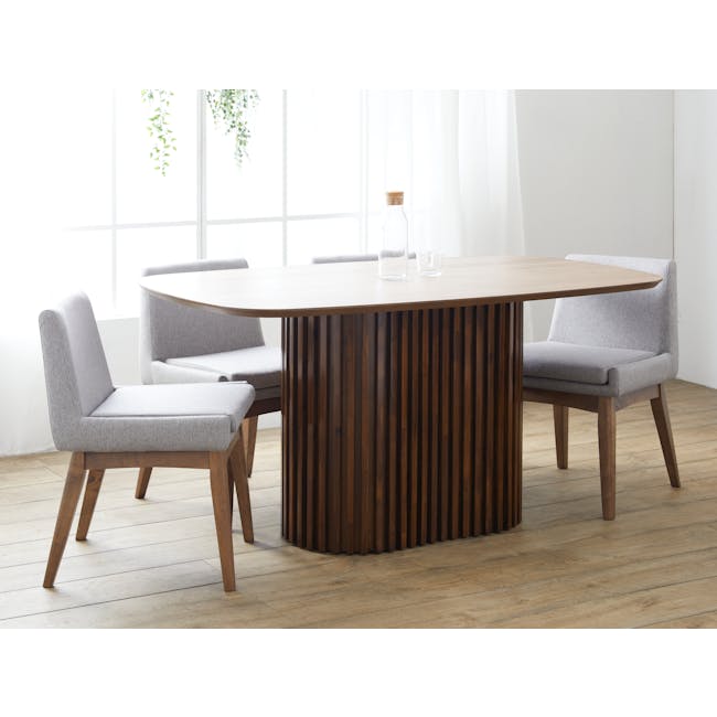 Bolton Dining Table 1.6m in Walnut with 4 Tricia Dining Chair in Espresso - 2