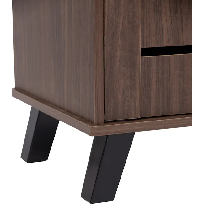Issoria 2 Door Shoe Cabinet - 10 - Dark wood cabinet with black legs, minimalist design, sleek finish, modern aesthetic
