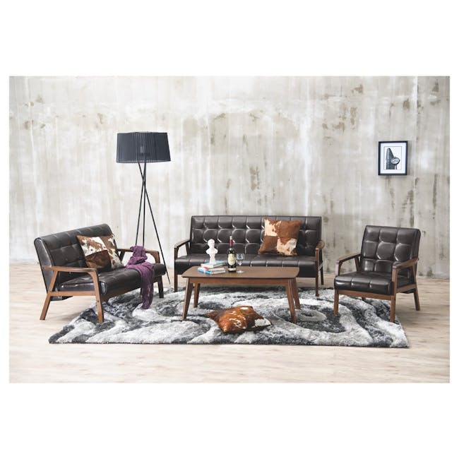 Tucson 3 Seater Sofa with Tucson Armchair - Espresso (Faux Leather) - 10