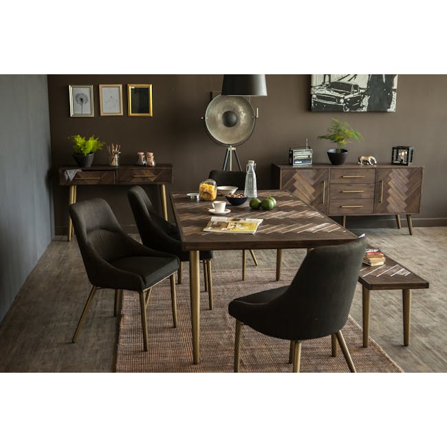 Cadencia Dining Table 1.6m with Cadencia Bench 1.3m and 2 Fabian Dining Chairs in Mud - 22