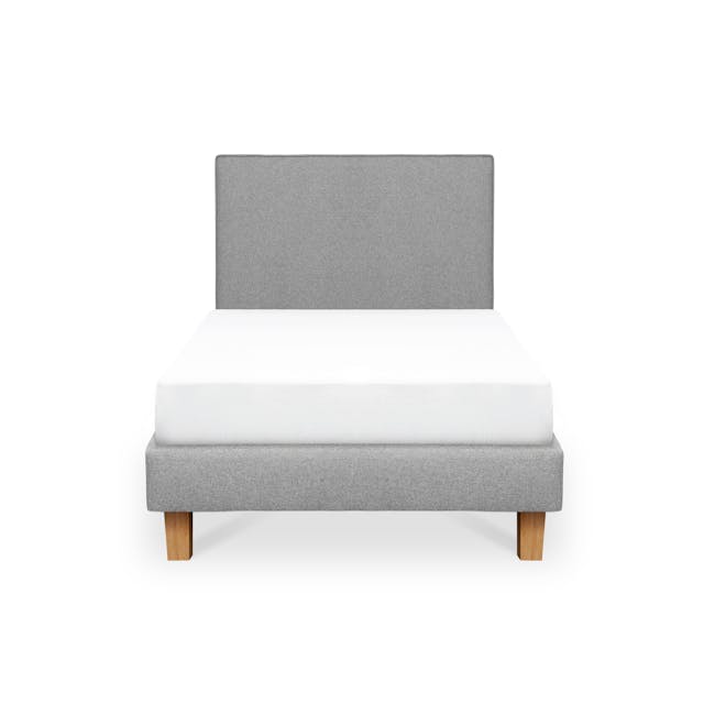 ESSENTIALS Single Headboard Divan Bed - Coal (Faux leather) - 3 - Grey upholstered bed frame, wooden legs, minimalist