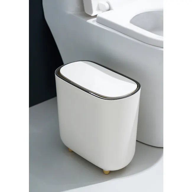 Gabe Slim Waste Bin - 4 - White modern toilet with sleek design, minimalist aesthetic, cylindrical shape, rounded edges